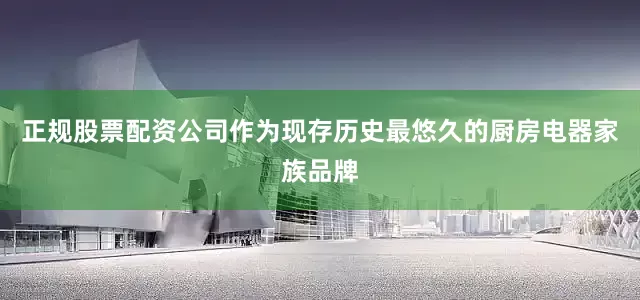 正规股票配资公司作为现存历史最悠久的厨房电器家族品牌
